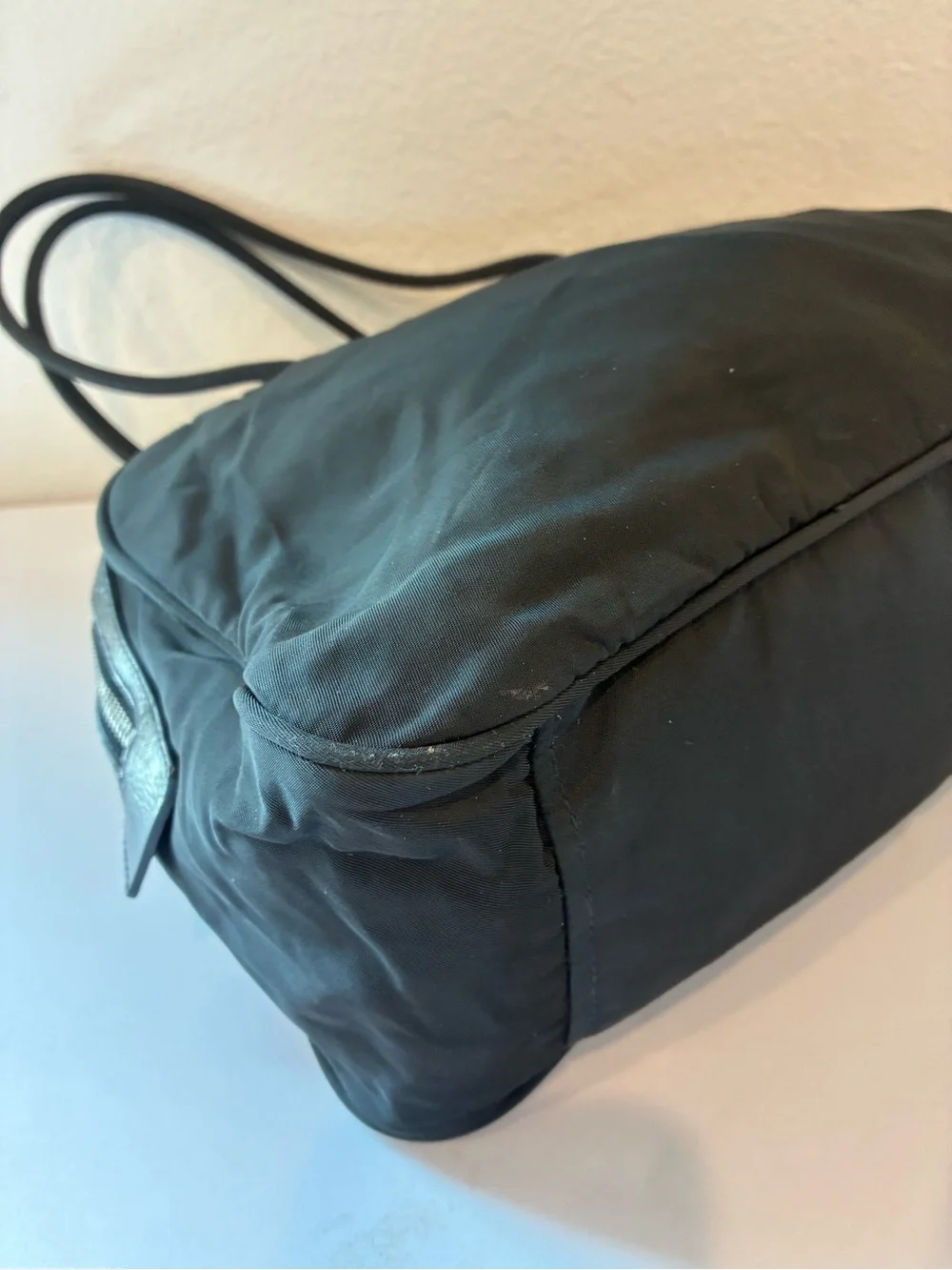 Prada Black Nylon Shoulder Tote with Silver Hardware
